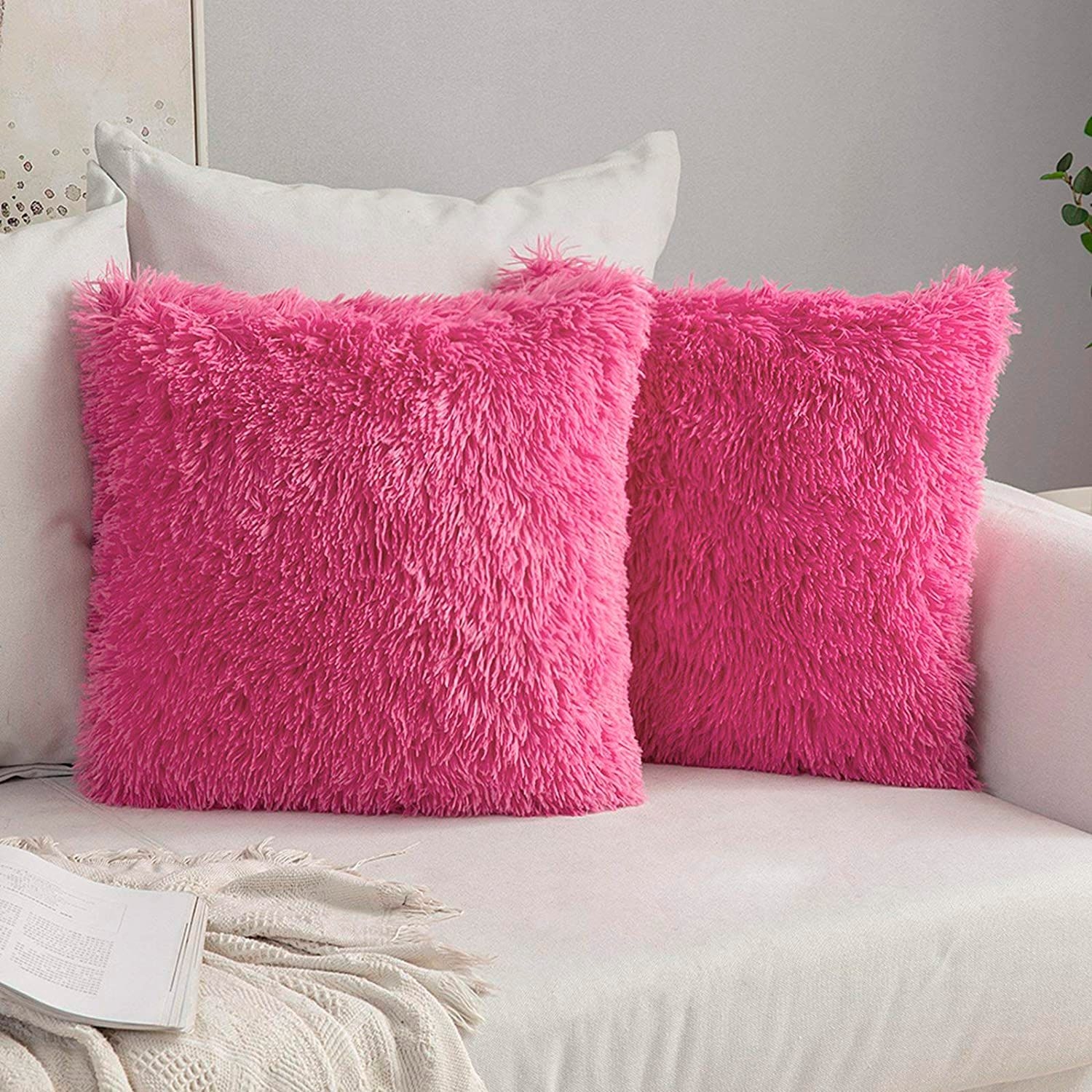 Set de 5 almohadones decorativos ROSA con 2 pelo largo R1 - Tienda  Supervielle